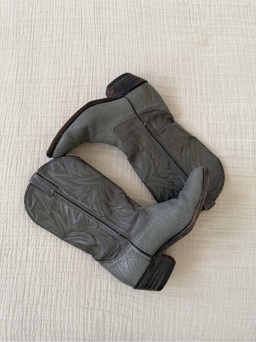 Double H Brown and Black Leather Cowboy Boots - Embroidered Shaft